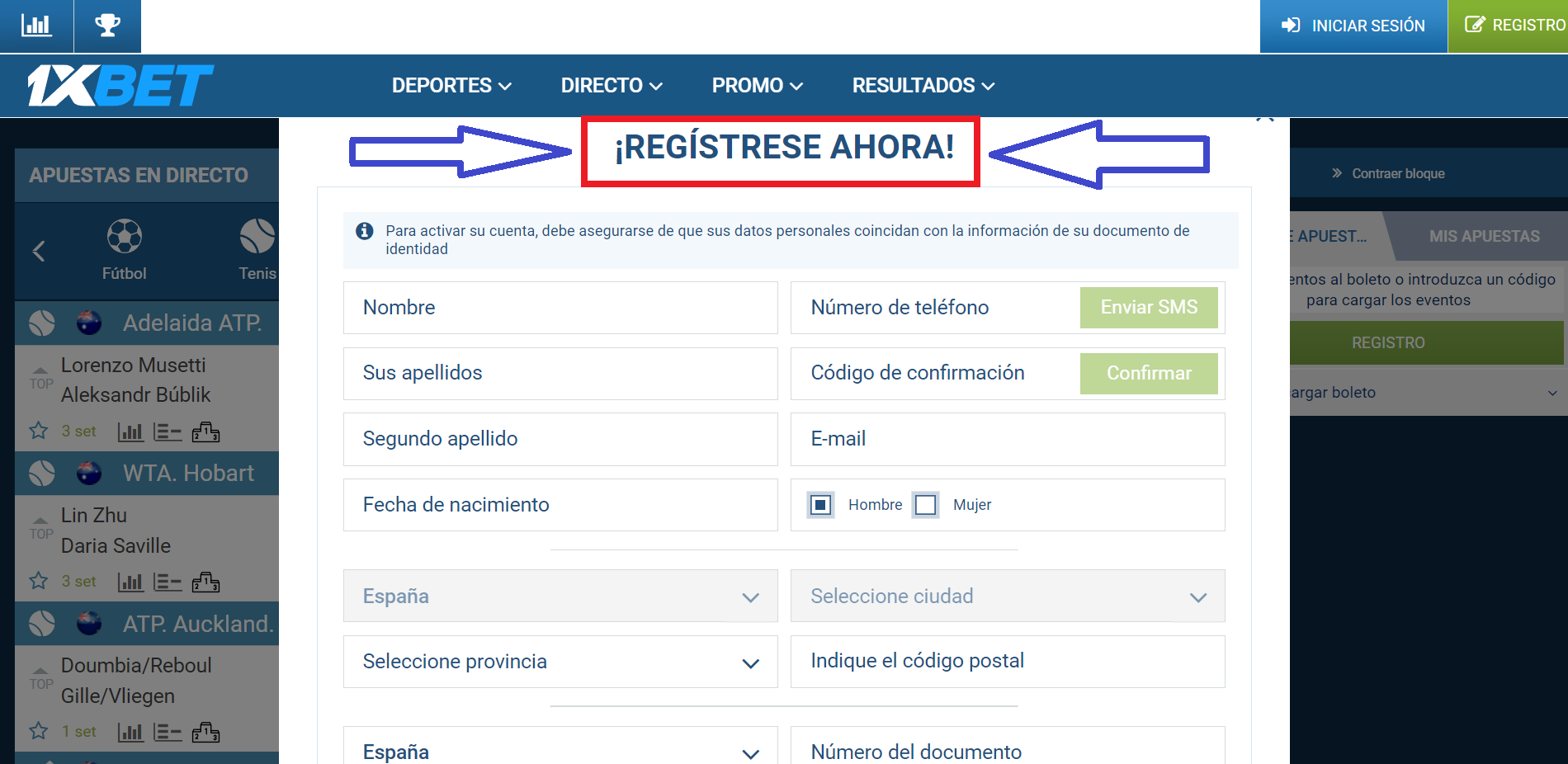 Las opciones como hacer registro en 1xBet